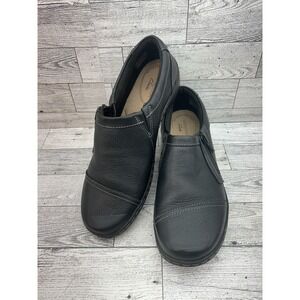 Clarks Collection Shoes Womens Size 7 Black Ultimate Comfort Leather Slip On Zip